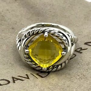David Yurman Sterling Silver Infinity 11mm Lemon Citrine Ring